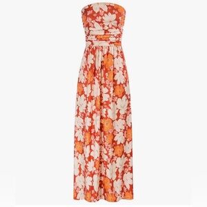 NWT Orange Floral Strapless Maxi Dress-S